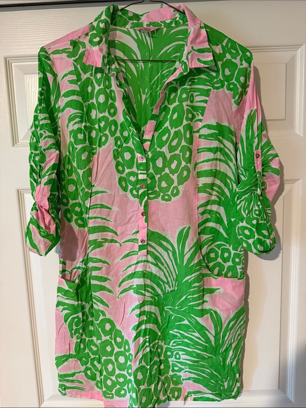 Lilly Pulitzer Pink and Green Tropical Swim Coverup - Picture 1 of 15
